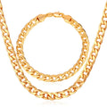 U7 Brand Jewelry Sets Men's Fashion Jewelry Sale Trendy Gold Color 7MM Wide Chain Bracelet Necklace Set Wholesale S401