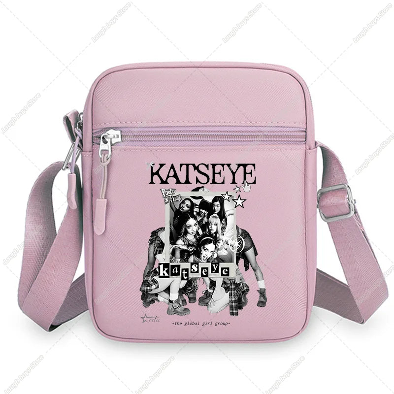 Katseye Fashion Shoulder Bag Large Capacity Women Crossbody Bags Kpop Manon Print Portable Sports Handbag Cartoon Birthday Gift
