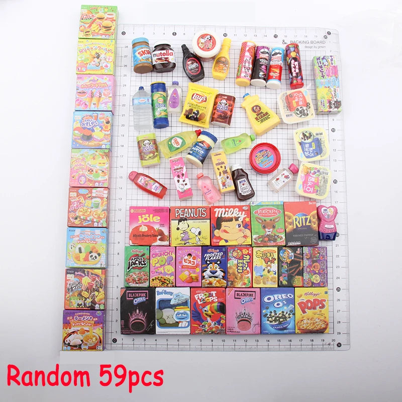Kid Dollhouse Miniature Supermarket Food Drink Bottle Furniture Handcart Toy Doll House Store Cosplay Game Baby Play House Party