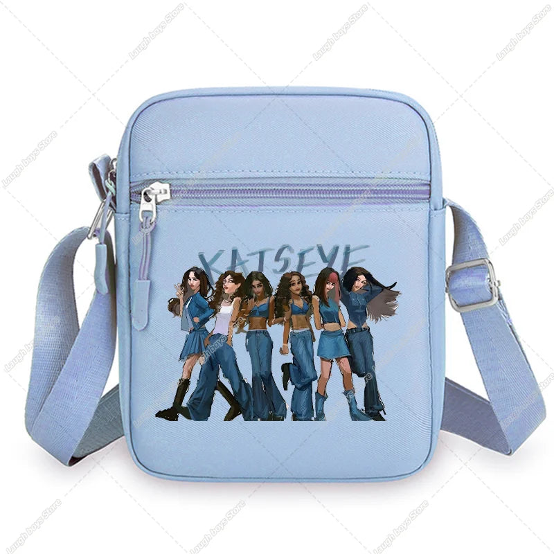 Katseye Fashion Shoulder Bag Large Capacity Women Crossbody Bags Kpop Manon Print Portable Sports Handbag Cartoon Birthday Gift