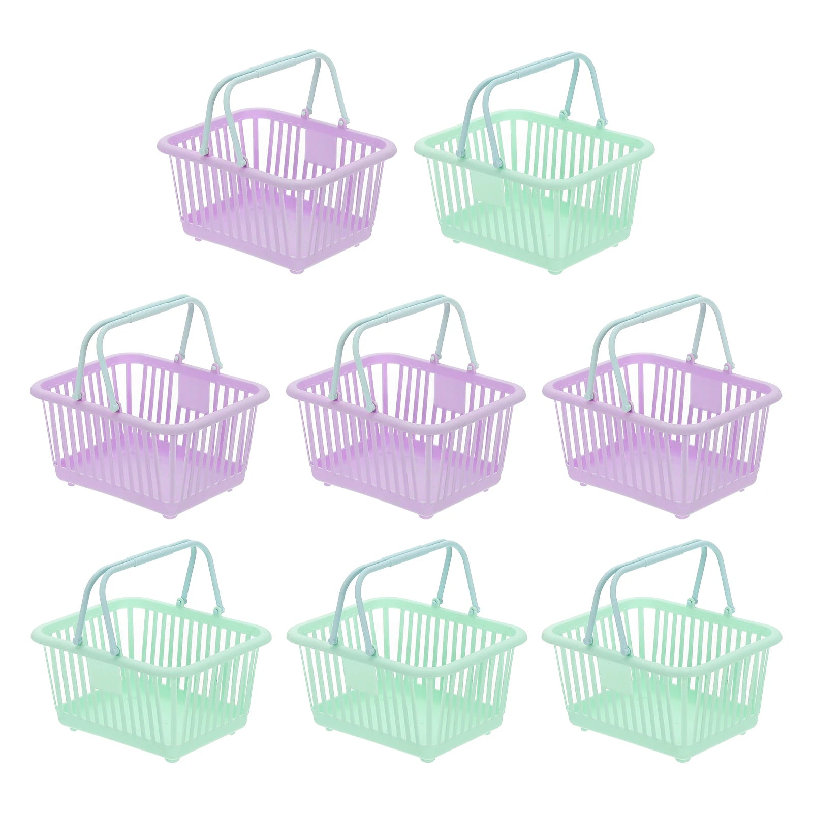 8pcs Small Plastic Basket Mini Storage Basket Grocery Tiny Shopping Baskets with Handle Organizer Filtered Water for Toys Snacks