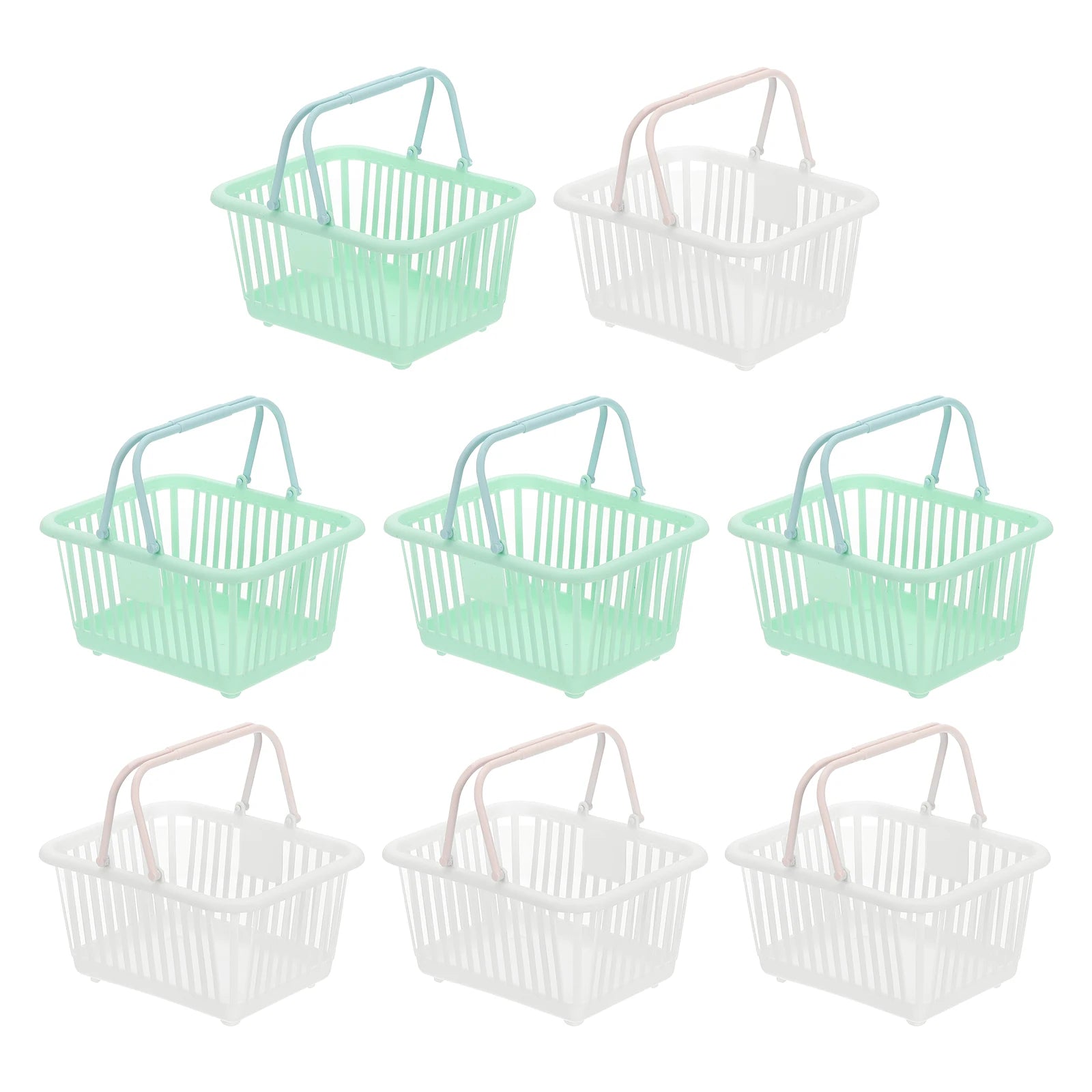 8pcs Small Plastic Basket Mini Storage Basket Grocery Tiny Shopping Baskets with Handle Organizer Filtered Water for Toys Snacks