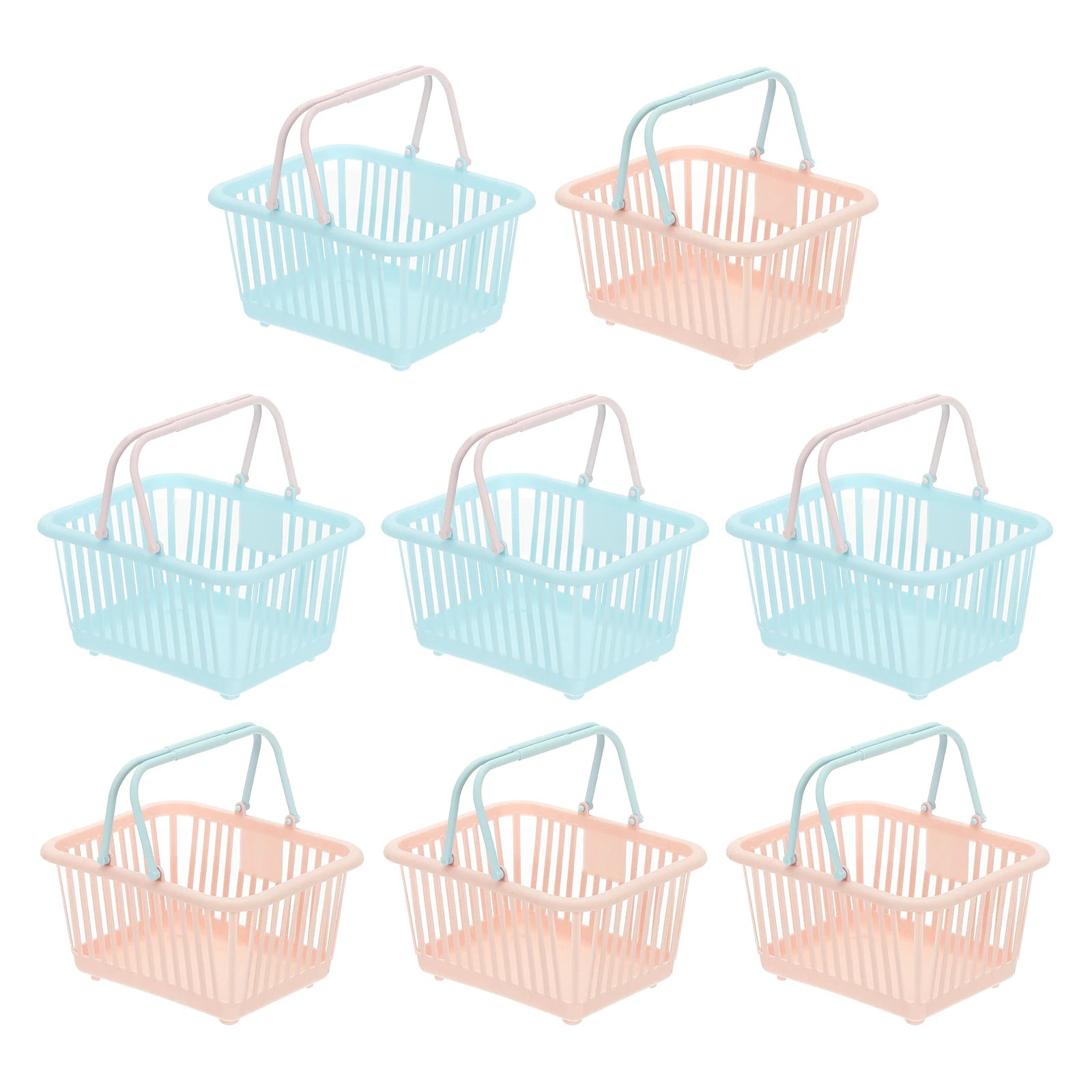 8pcs Small Plastic Basket Mini Storage Basket Grocery Tiny Shopping Baskets with Handle Organizer Filtered Water for Toys Snacks