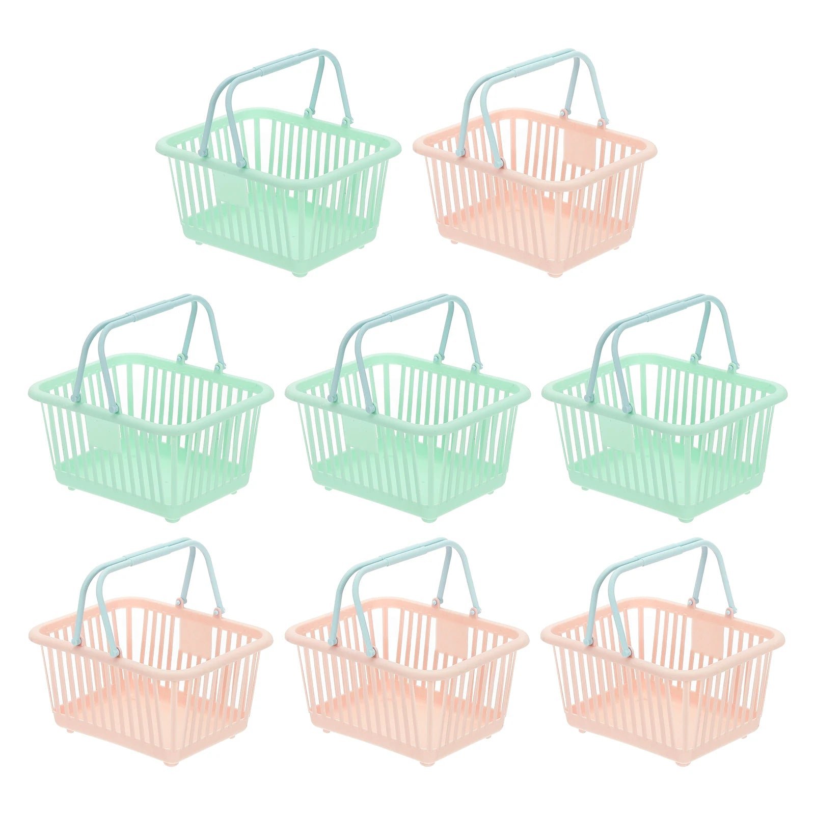8pcs Small Plastic Basket Mini Storage Basket Grocery Tiny Shopping Baskets with Handle Organizer Filtered Water for Toys Snacks