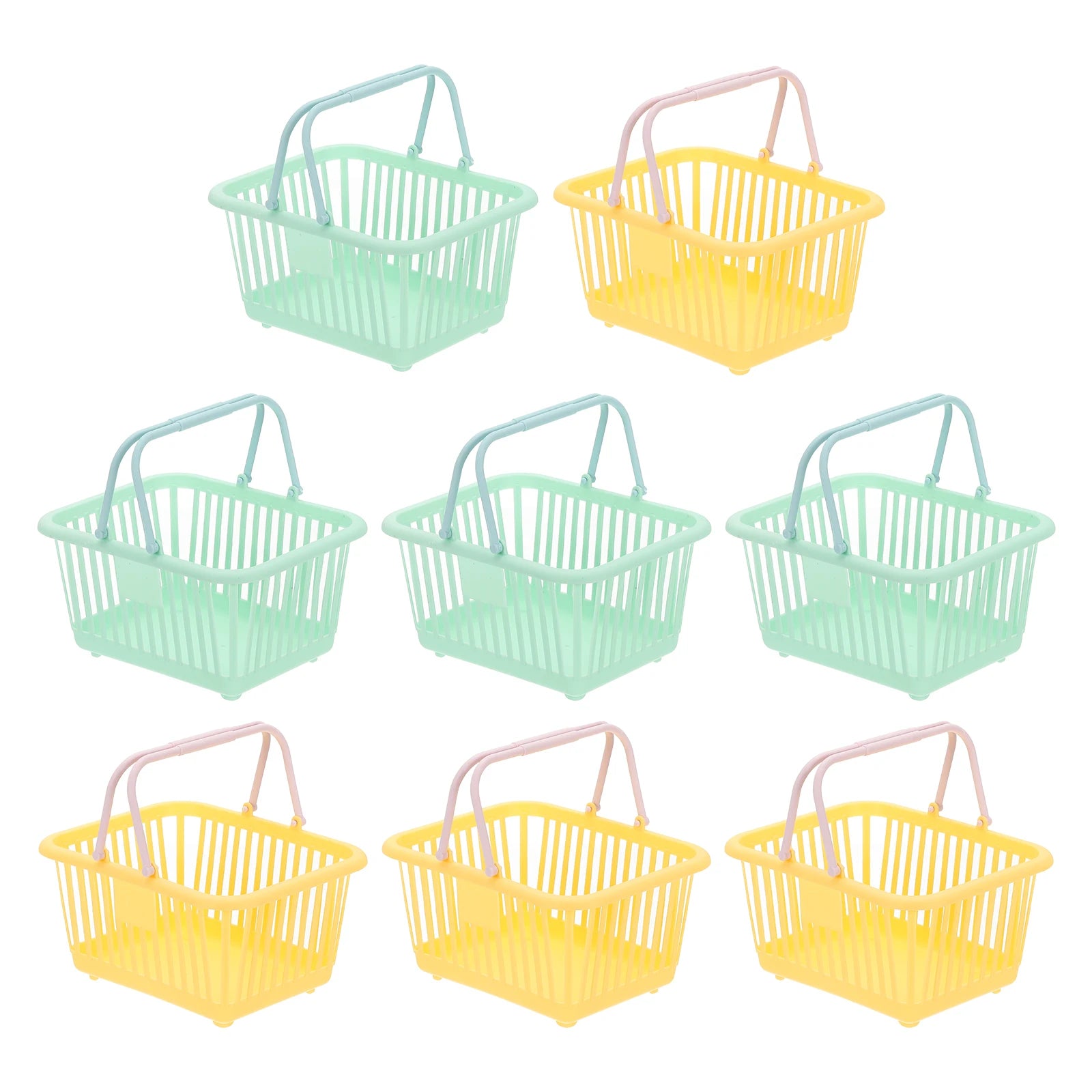 8pcs Small Plastic Basket Mini Storage Basket Grocery Tiny Shopping Baskets with Handle Organizer Filtered Water for Toys Snacks