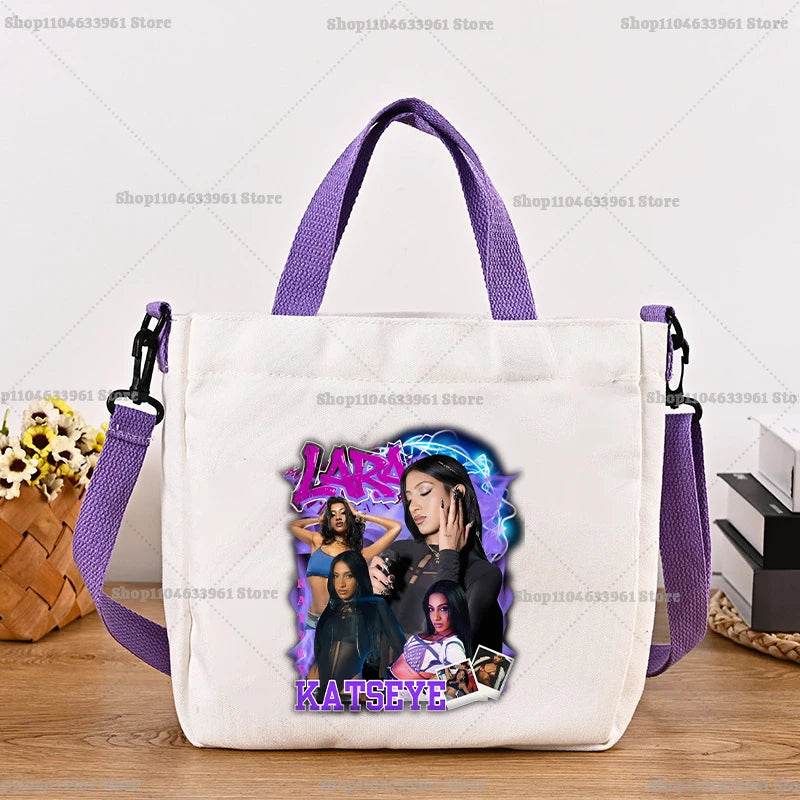 Katseye Fashion Canvas Bag Girl Cute Cartoon Printed Shoulder Bags Women High-capacity Commuting Crossbodybag Handbag Gifts New