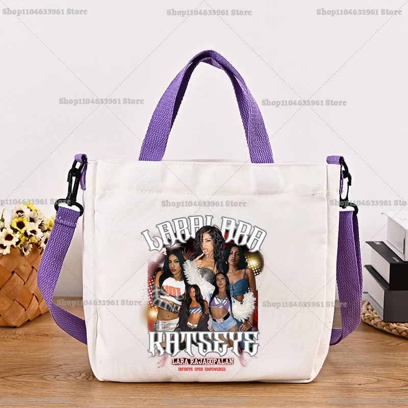 Katseye Fashion Canvas Bag Girl Cute Cartoon Printed Shoulder Bags Women High-capacity Commuting Crossbodybag Handbag Gifts New