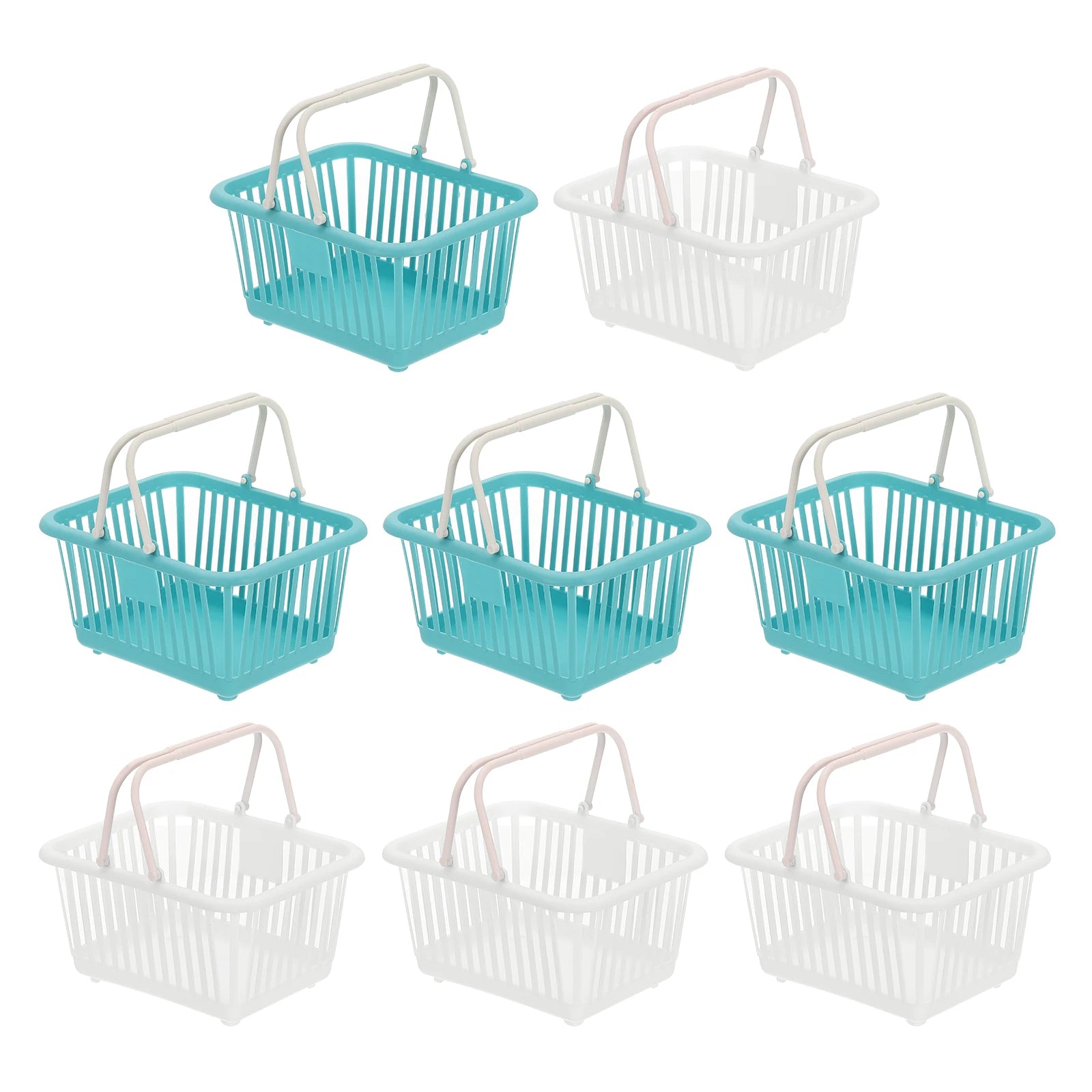8pcs Small Plastic Basket Mini Storage Basket Grocery Tiny Shopping Baskets with Handle Organizer Filtered Water for Toys Snacks
