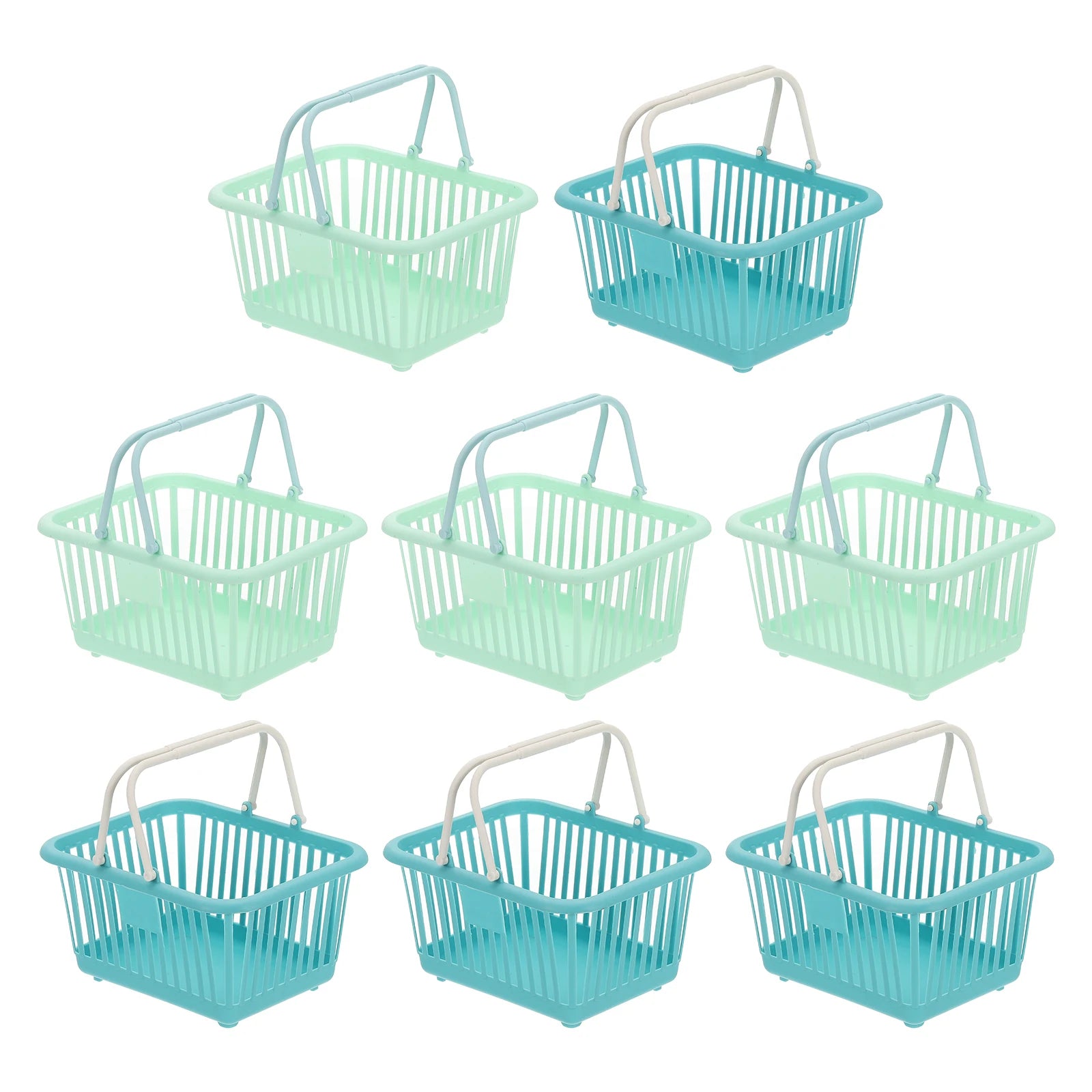 8pcs Small Plastic Basket Mini Storage Basket Grocery Tiny Shopping Baskets with Handle Organizer Filtered Water for Toys Snacks