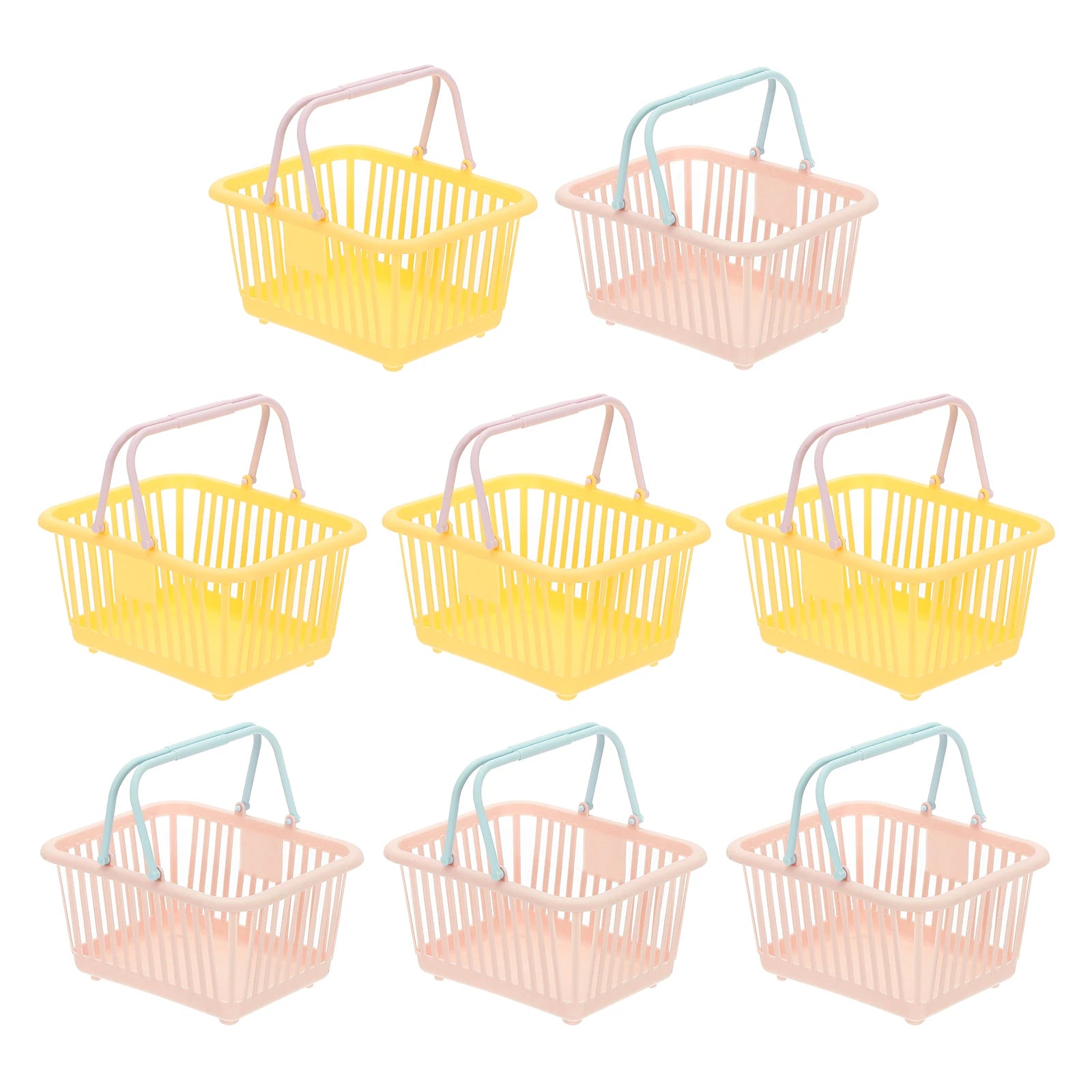 8pcs Small Plastic Basket Mini Storage Basket Grocery Tiny Shopping Baskets with Handle Organizer Filtered Water for Toys Snacks