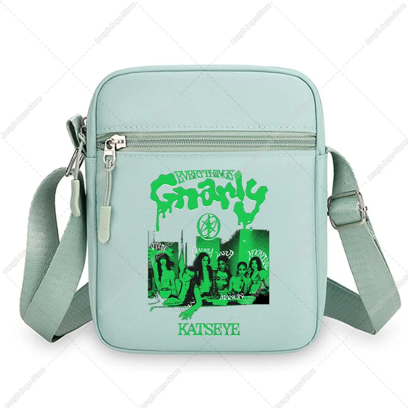 Katseye Fashion Shoulder Bag Large Capacity Women Crossbody Bags Kpop Manon Print Portable Sports Handbag Cartoon Birthday Gift