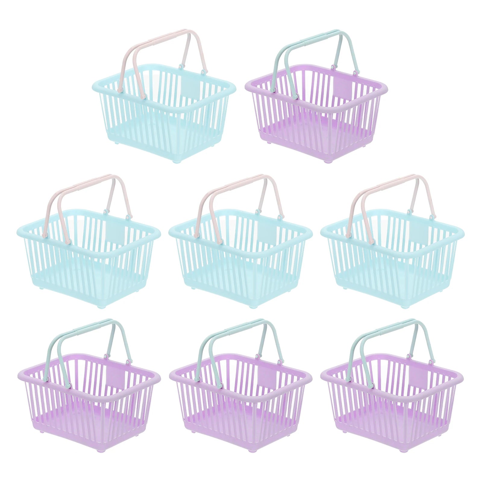 8pcs Small Plastic Basket Mini Storage Basket Grocery Tiny Shopping Baskets with Handle Organizer Filtered Water for Toys Snacks