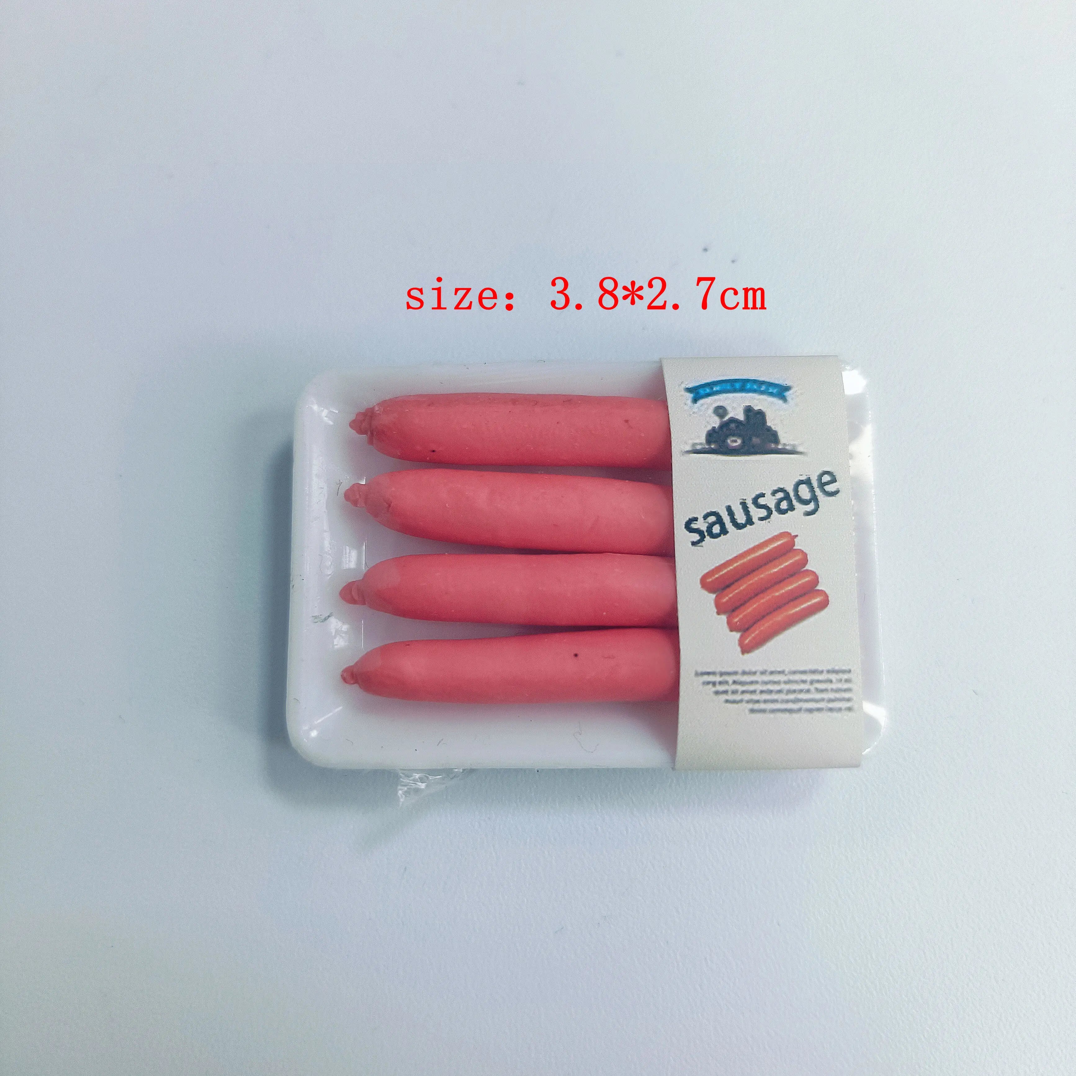 New 1BOX 1/12 Dollhouse Miniature Supermarket food simulation beefsteak salmon Bacon chicken beef roll for Doll House accessorie