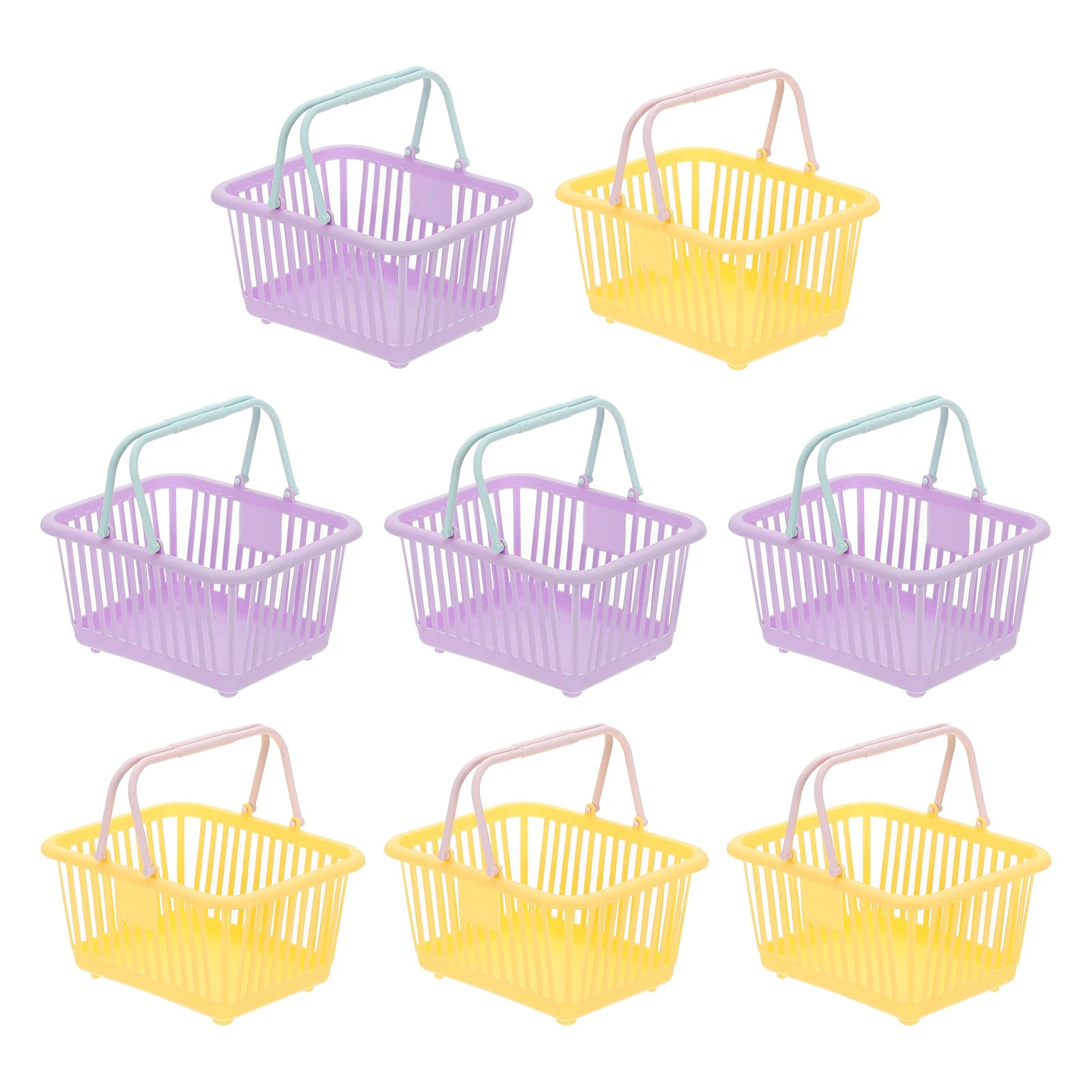 8pcs Small Plastic Basket Mini Storage Basket Grocery Tiny Shopping Baskets with Handle Organizer Filtered Water for Toys Snacks