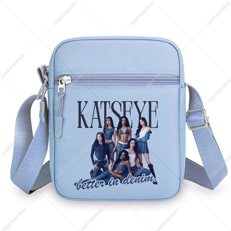 Katseye Fashion Shoulder Bag Large Capacity Women Crossbody Bags Kpop Manon Print Portable Sports Handbag Cartoon Birthday Gift
