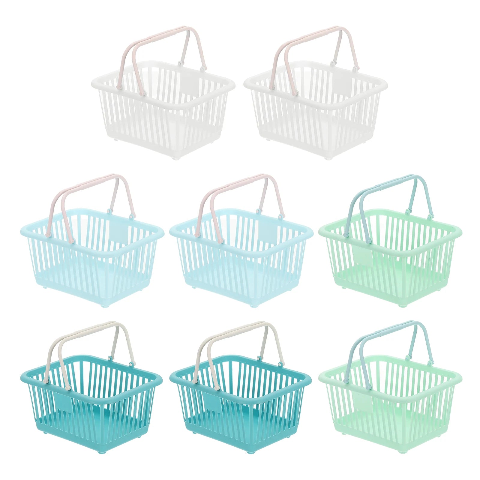 8pcs Small Plastic Basket Mini Storage Basket Grocery Tiny Shopping Baskets with Handle Organizer Filtered Water for Toys Snacks