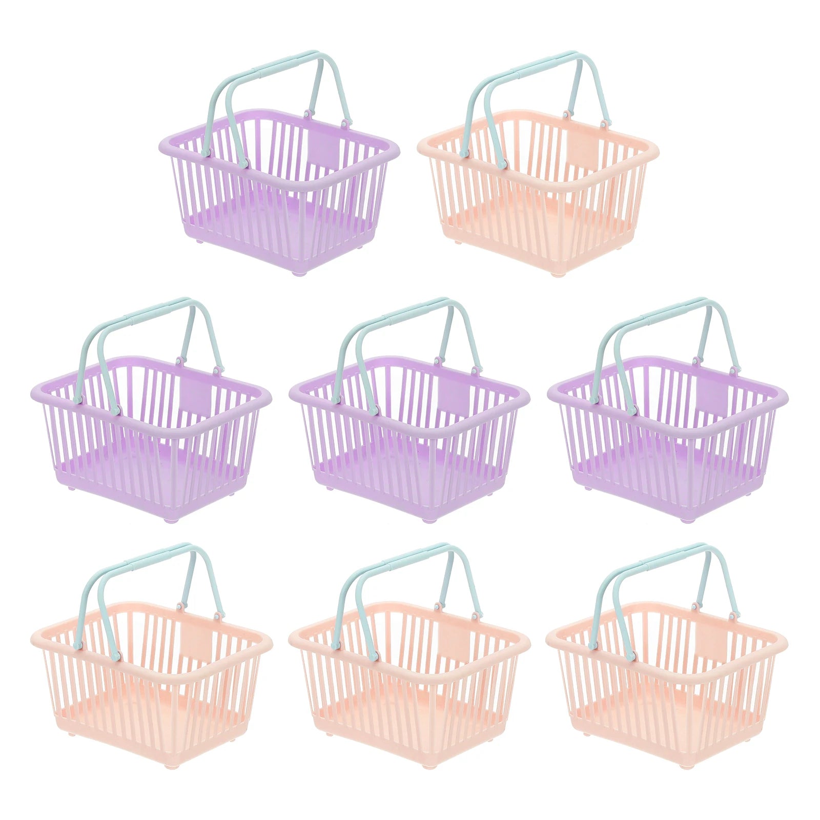 8pcs Small Plastic Basket Mini Storage Basket Grocery Tiny Shopping Baskets with Handle Organizer Filtered Water for Toys Snacks