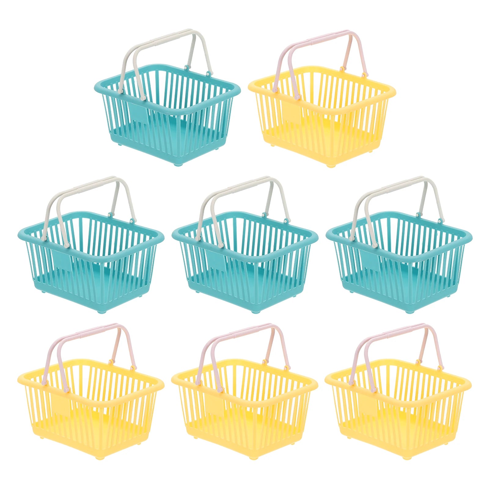8pcs Small Plastic Basket Mini Storage Basket Grocery Tiny Shopping Baskets with Handle Organizer Filtered Water for Toys Snacks