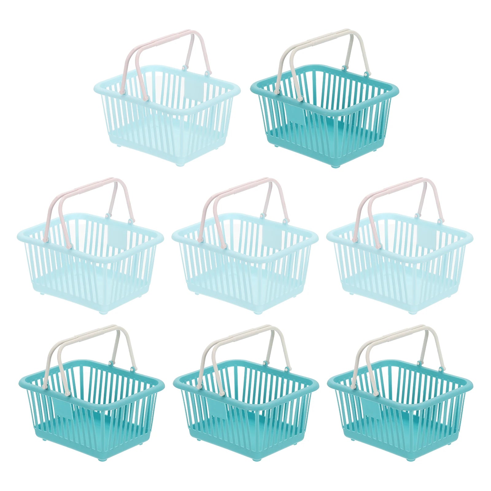 8pcs Small Plastic Basket Mini Storage Basket Grocery Tiny Shopping Baskets with Handle Organizer Filtered Water for Toys Snacks