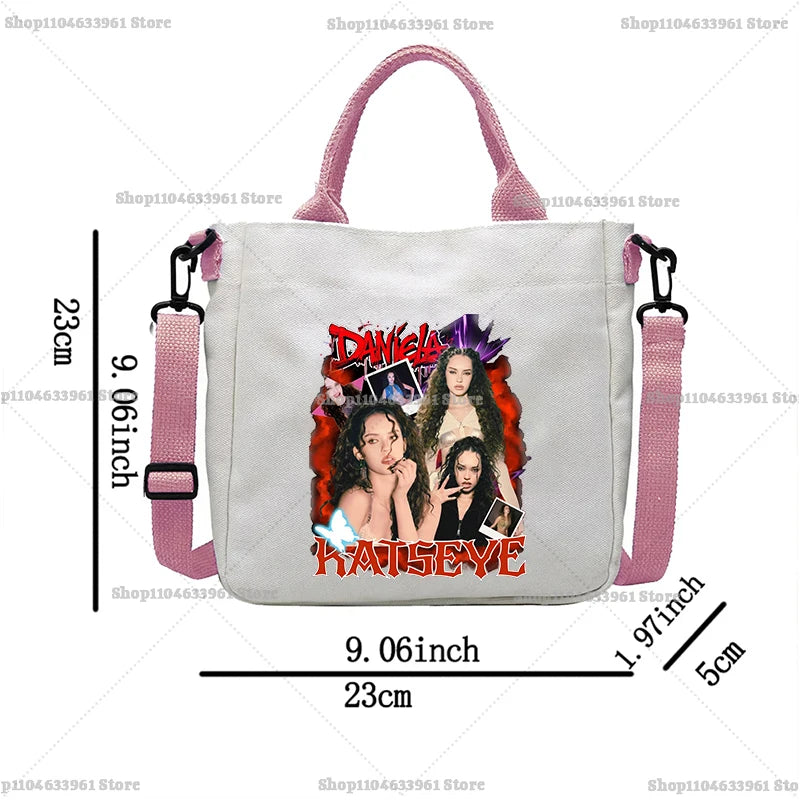 Katseye Fashion Canvas Bag Girl Cute Cartoon Printed Shoulder Bags Women High-capacity Commuting Crossbodybag Handbag Gifts New