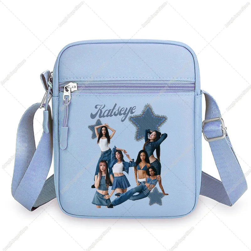 Katseye Fashion Shoulder Bag Large Capacity Women Crossbody Bags Kpop Manon Print Portable Sports Handbag Cartoon Birthday Gift
