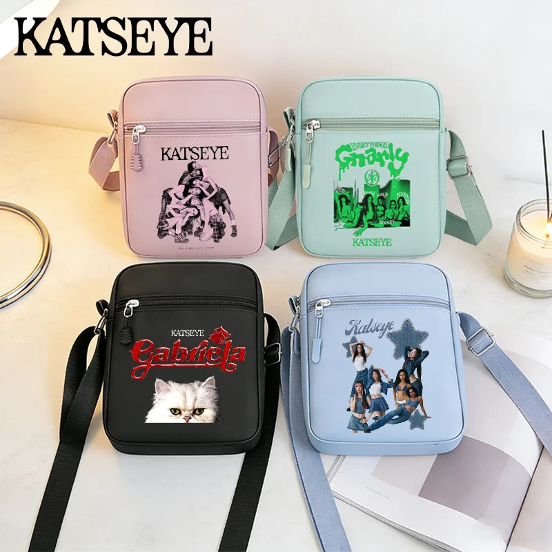 Katseye Fashion Shoulder Bag Large Capacity Women Crossbody Bags Kpop Manon Print Portable Sports Handbag Cartoon Birthday Gift
