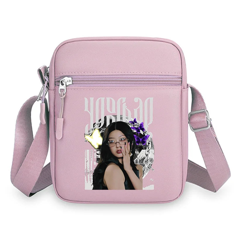 Katseye Fashion Shoulder Bag Large Capacity Women Crossbody Bags Kpop Manon Print Portable Sports Handbag Cartoon Birthday Gift