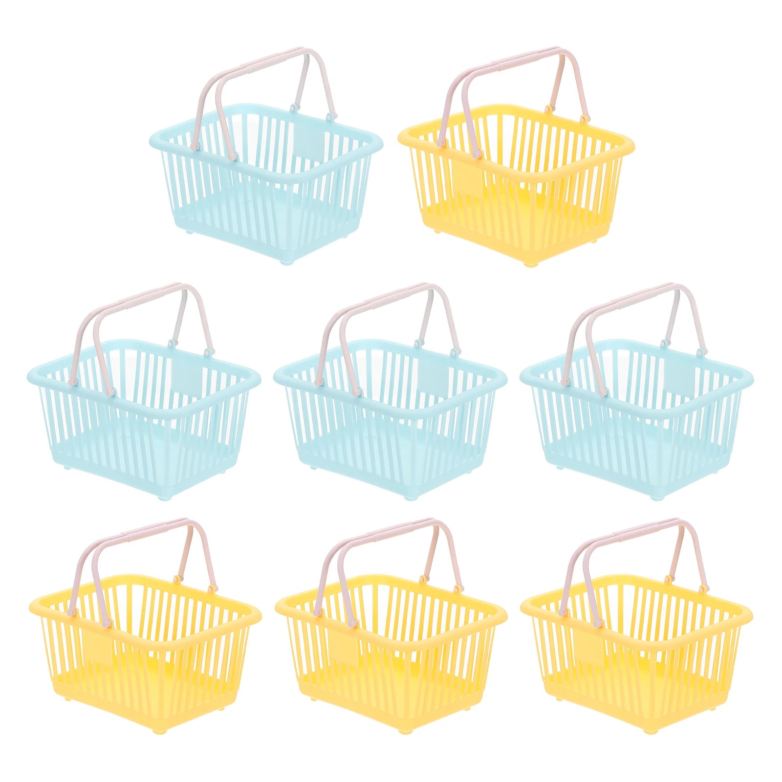 8pcs Small Plastic Basket Mini Storage Basket Grocery Tiny Shopping Baskets with Handle Organizer Filtered Water for Toys Snacks