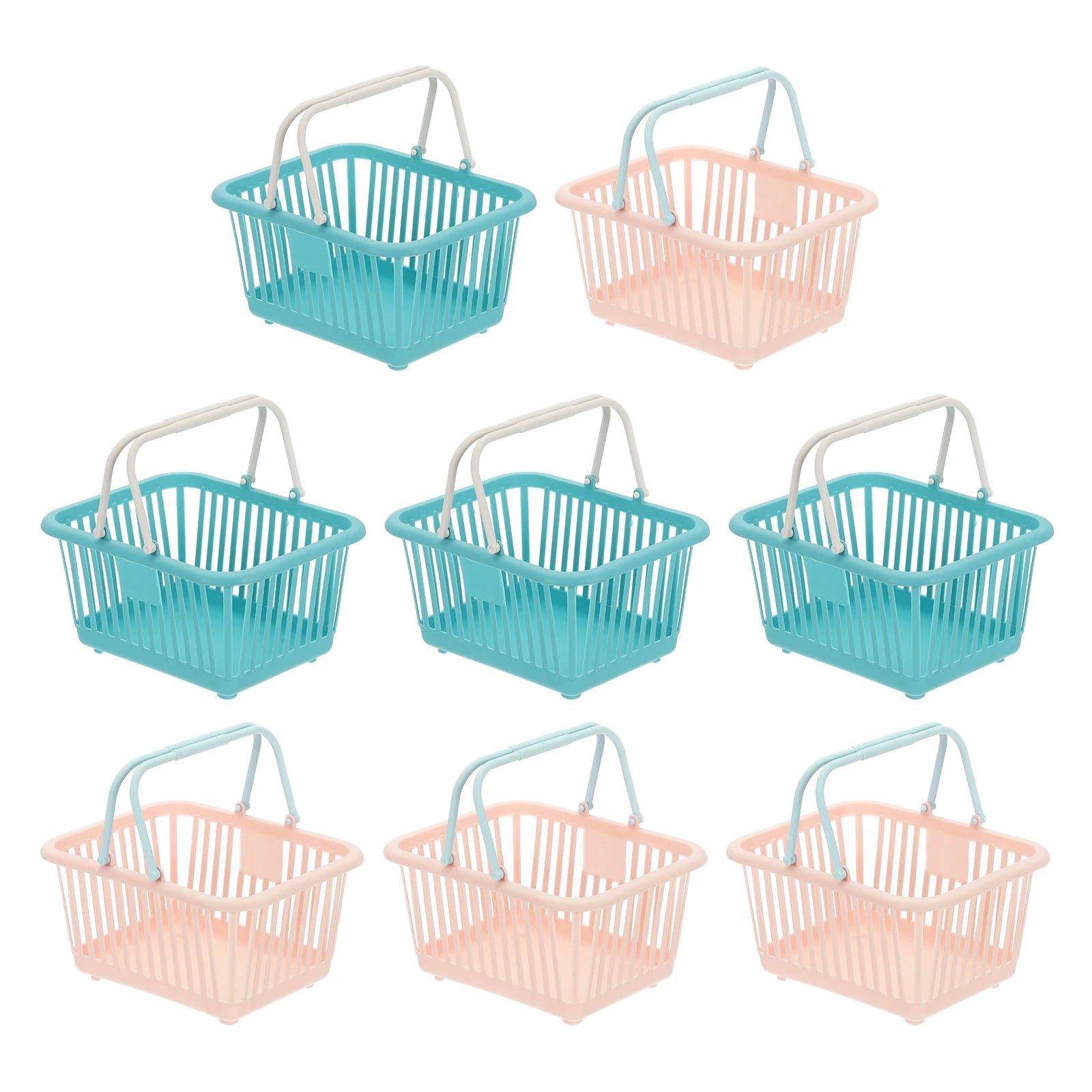 8pcs Small Plastic Basket Mini Storage Basket Grocery Tiny Shopping Baskets with Handle Organizer Filtered Water for Toys Snacks