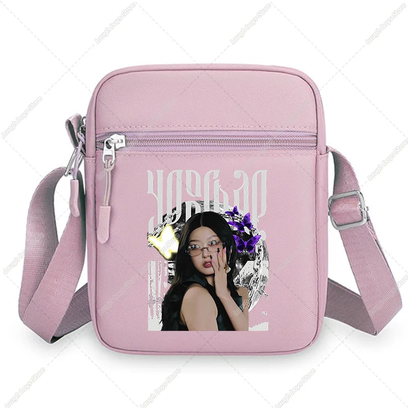 Katseye Fashion Shoulder Bag Large Capacity Women Crossbody Bags Kpop Manon Print Portable Sports Handbag Cartoon Birthday Gift