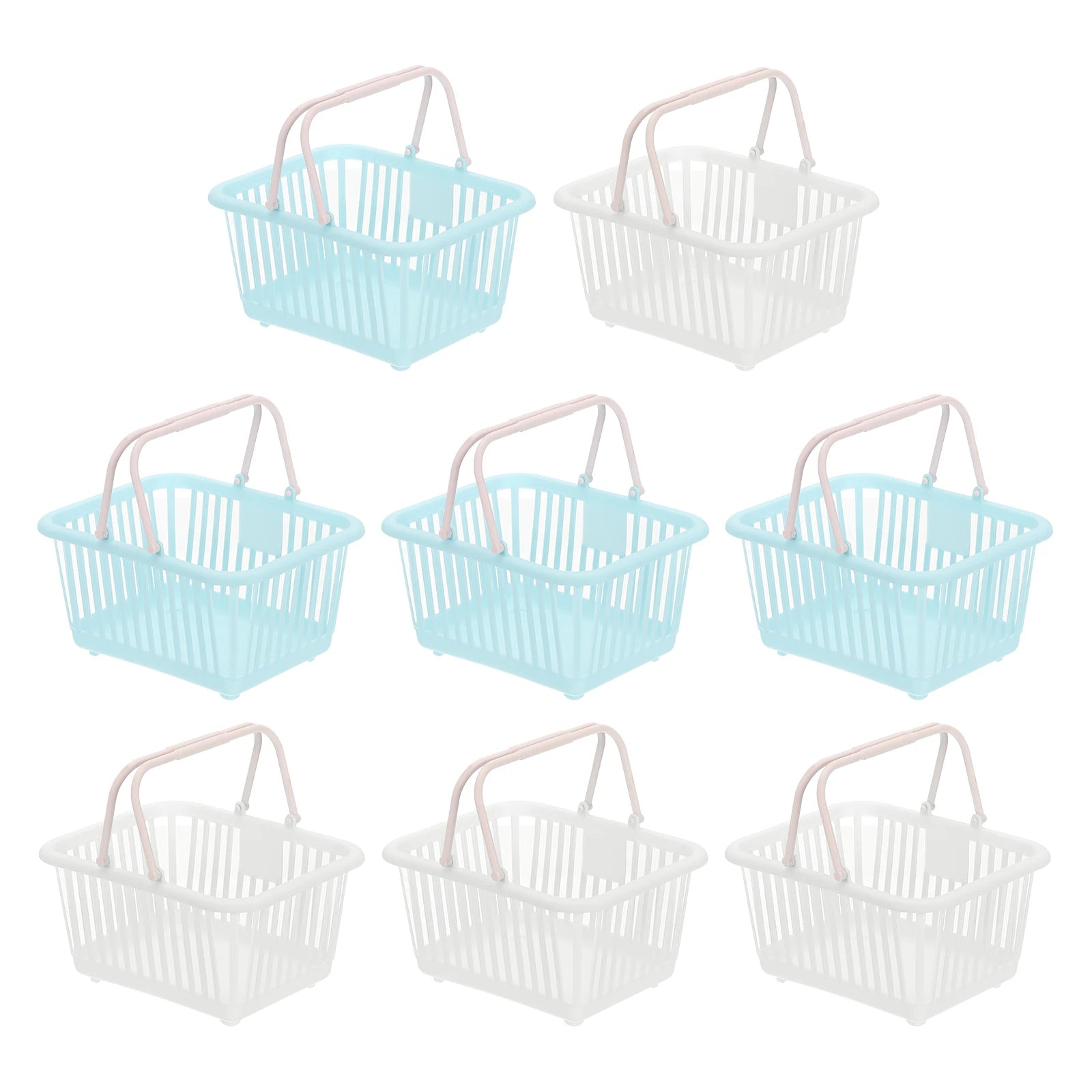8pcs Small Plastic Basket Mini Storage Basket Grocery Tiny Shopping Baskets with Handle Organizer Filtered Water for Toys Snacks