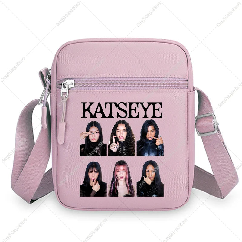 Katseye Fashion Shoulder Bag Large Capacity Women Crossbody Bags Kpop Manon Print Portable Sports Handbag Cartoon Birthday Gift