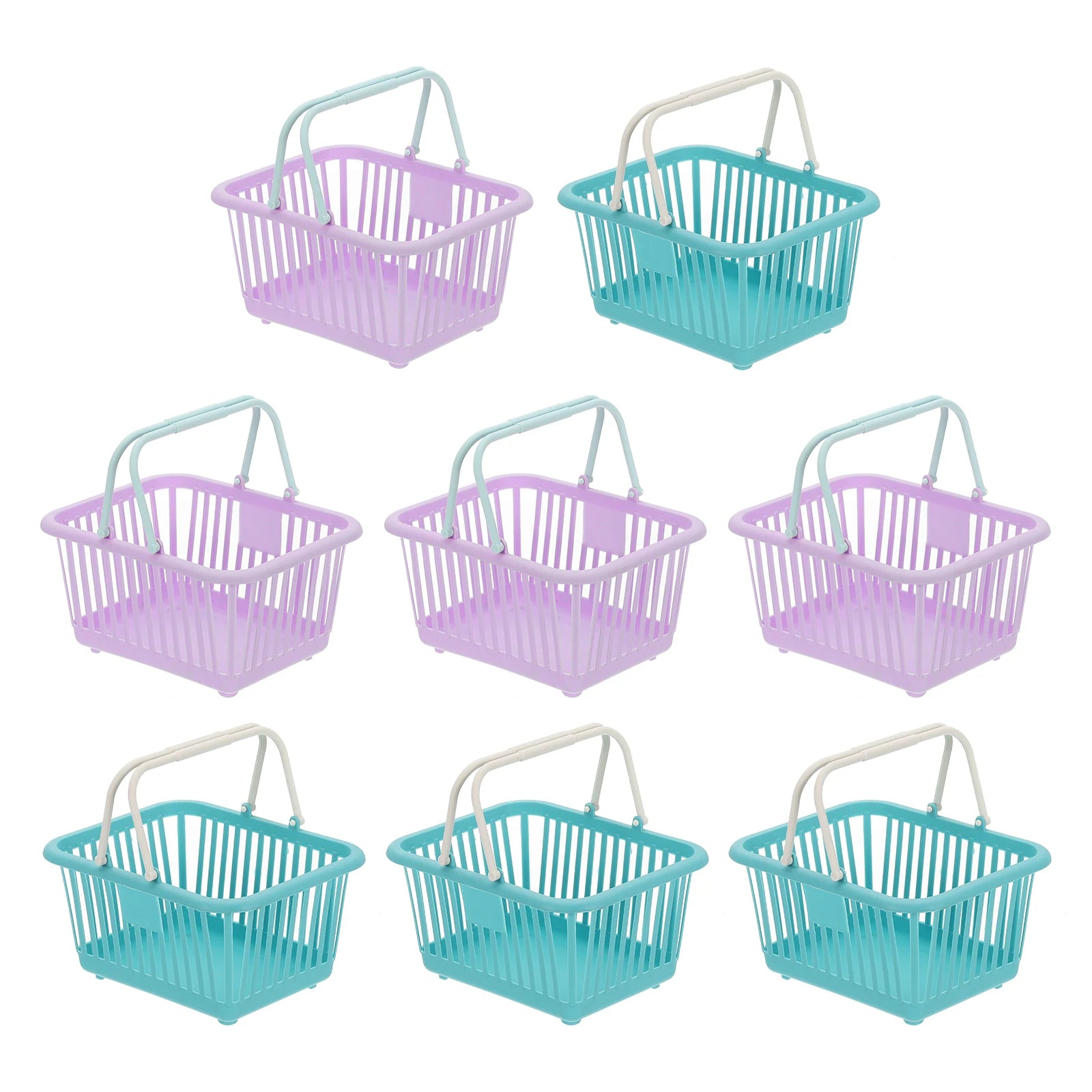 8pcs Small Plastic Basket Mini Storage Basket Grocery Tiny Shopping Baskets with Handle Organizer Filtered Water for Toys Snacks