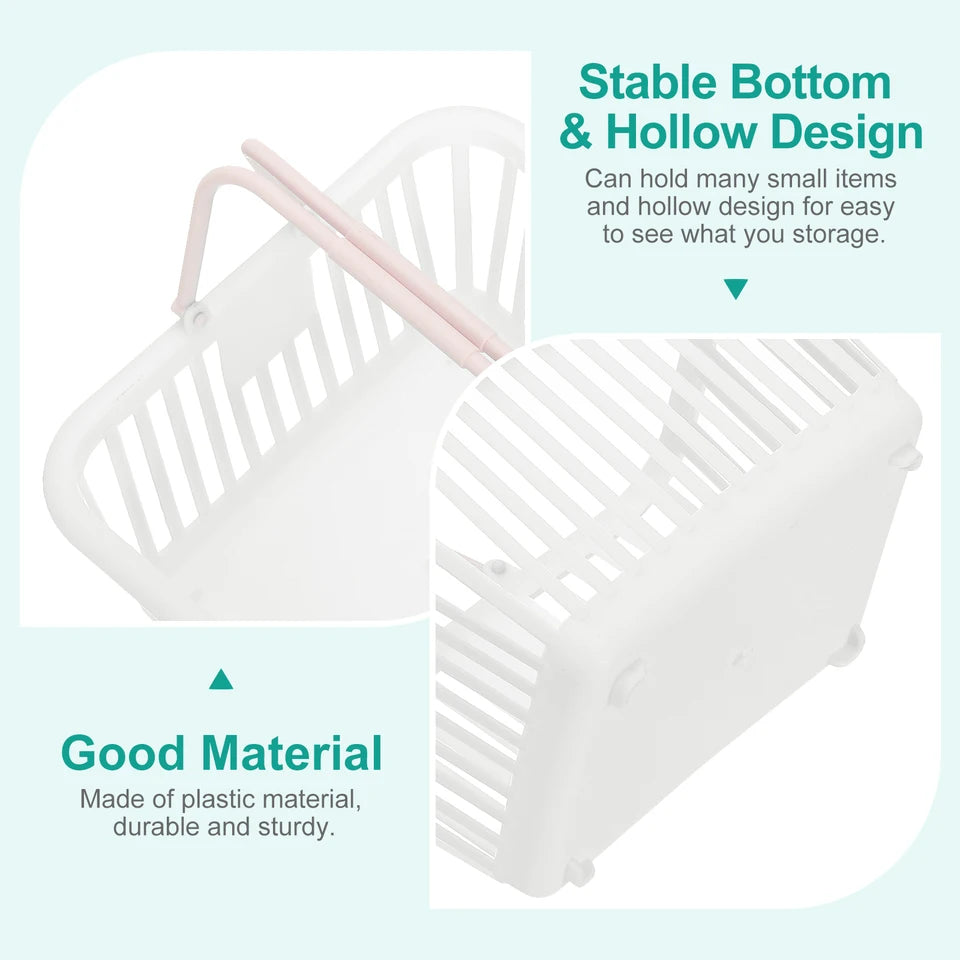 8pcs Small Plastic Basket Mini Storage Basket Grocery Tiny Shopping Baskets with Handle Organizer Filtered Water for Toys Snacks