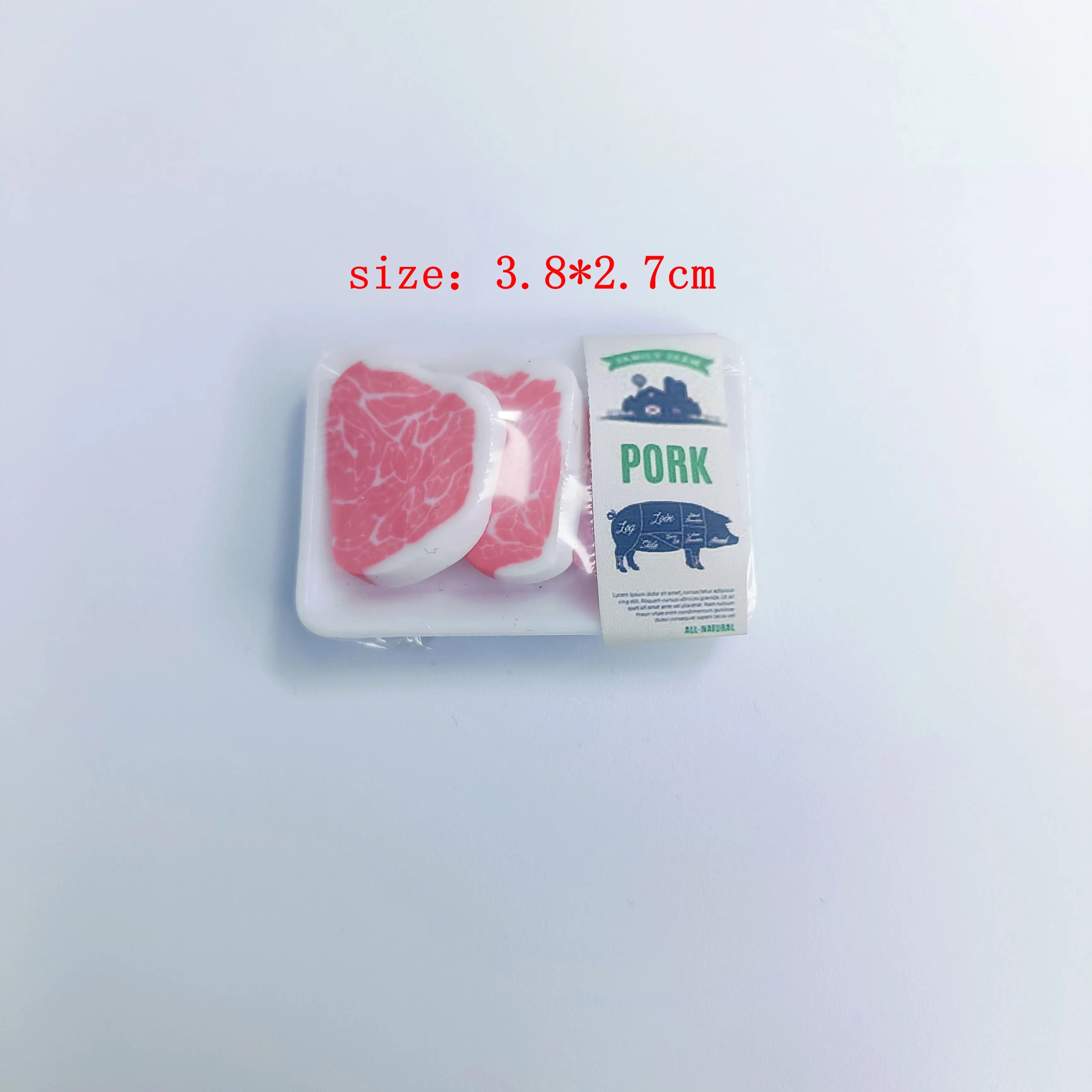 New 1BOX 1/12 Dollhouse Miniature Supermarket food simulation beefsteak salmon Bacon chicken beef roll for Doll House accessorie