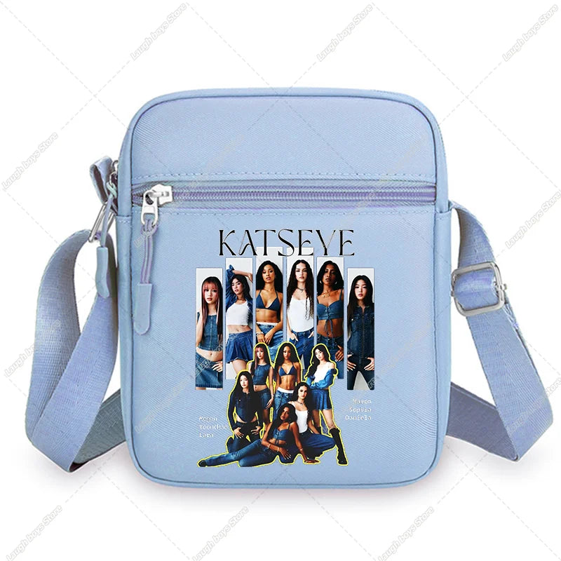 Katseye Fashion Shoulder Bag Large Capacity Women Crossbody Bags Kpop Manon Print Portable Sports Handbag Cartoon Birthday Gift