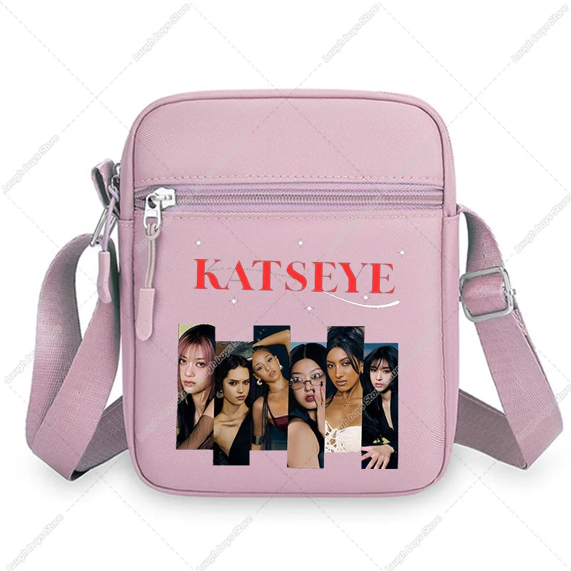 Katseye Fashion Shoulder Bag Large Capacity Women Crossbody Bags Kpop Manon Print Portable Sports Handbag Cartoon Birthday Gift