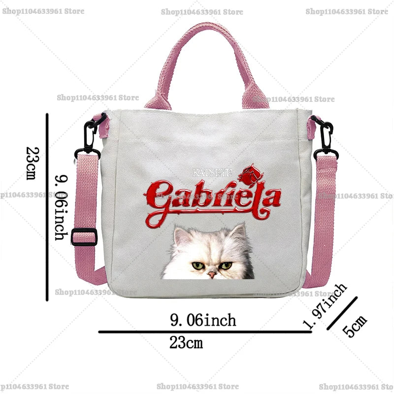 Katseye Fashion Canvas Bag Girl Cute Cartoon Printed Shoulder Bags Women High-capacity Commuting Crossbodybag Handbag Gifts New