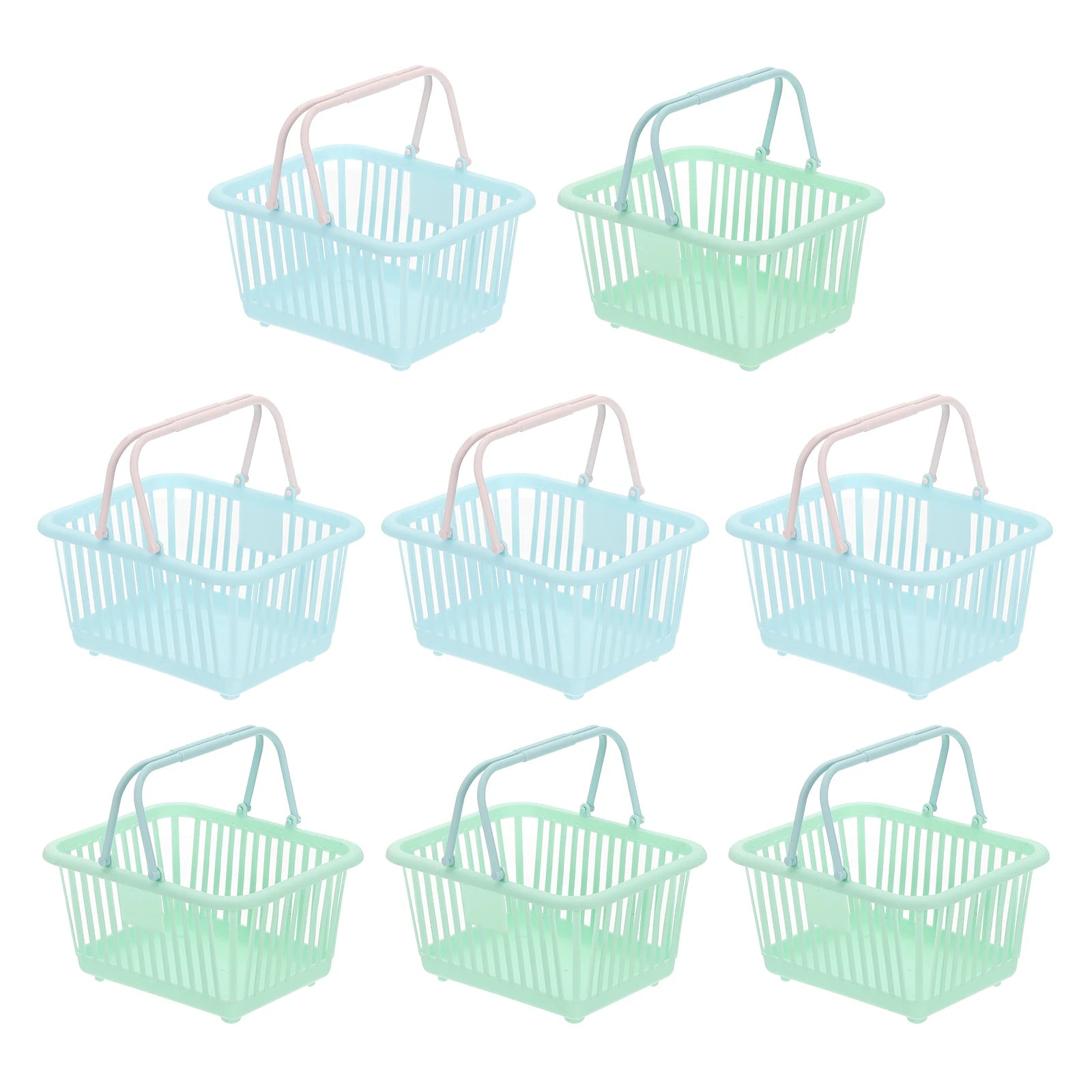 8pcs Small Plastic Basket Mini Storage Basket Grocery Tiny Shopping Baskets with Handle Organizer Filtered Water for Toys Snacks
