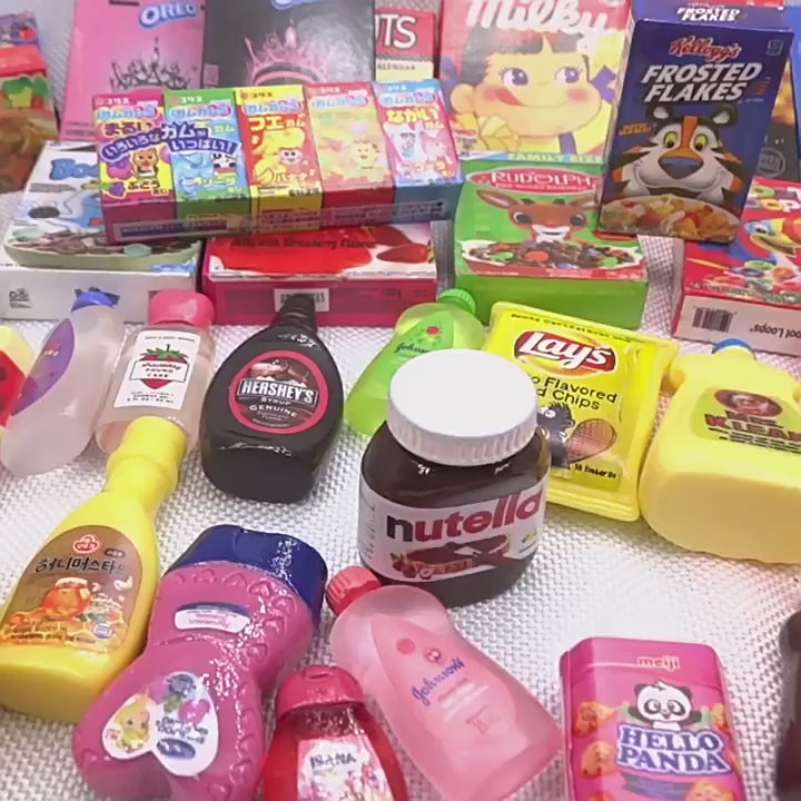 Kid Dollhouse Miniature Supermarket Food Drink Bottle Furniture Handcart Toy Doll House Store Cosplay Game Baby Play House Party